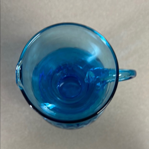 Vintage Turquoise Blue Hand Blown Art Glass Decanter/Pitcher - Picture 5 of 15